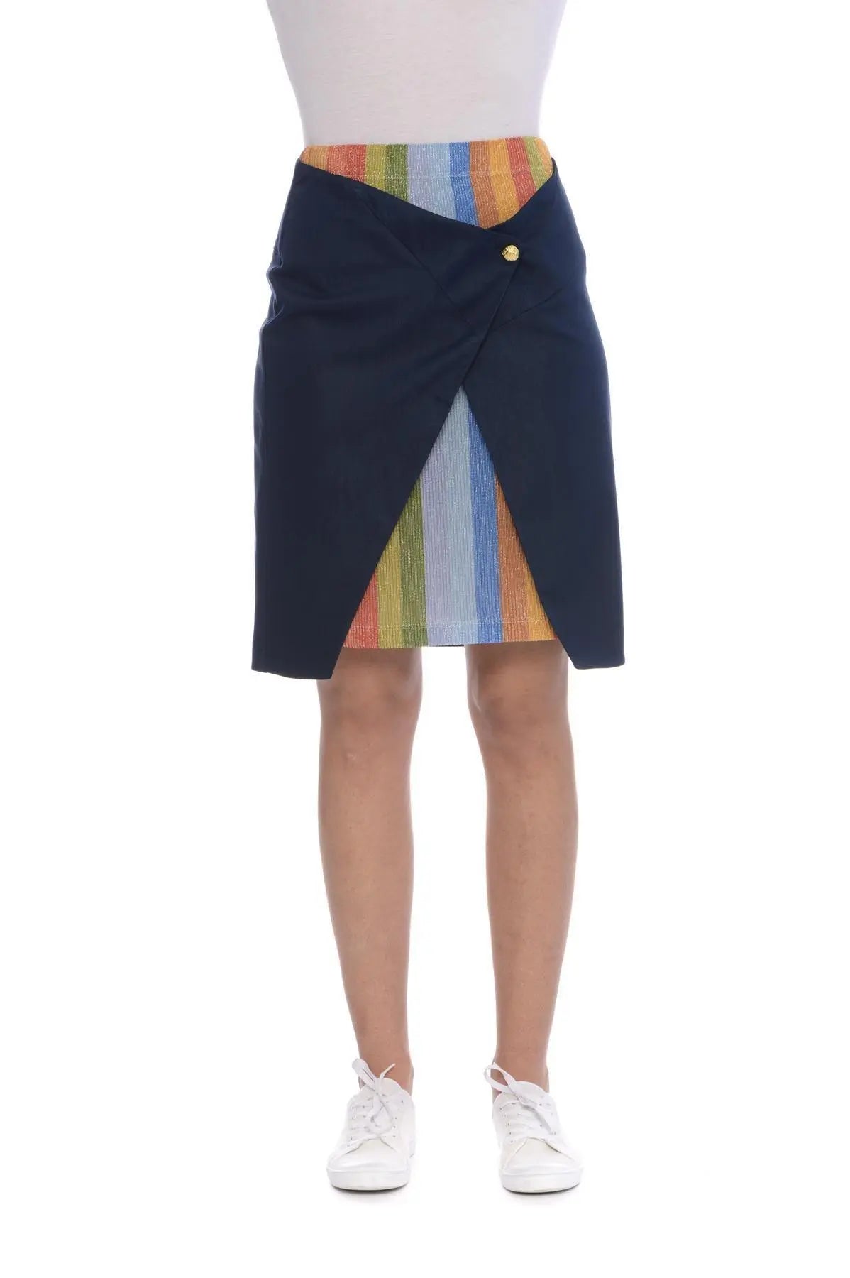 Gonna tessuti a contrasto BLU IRONICA