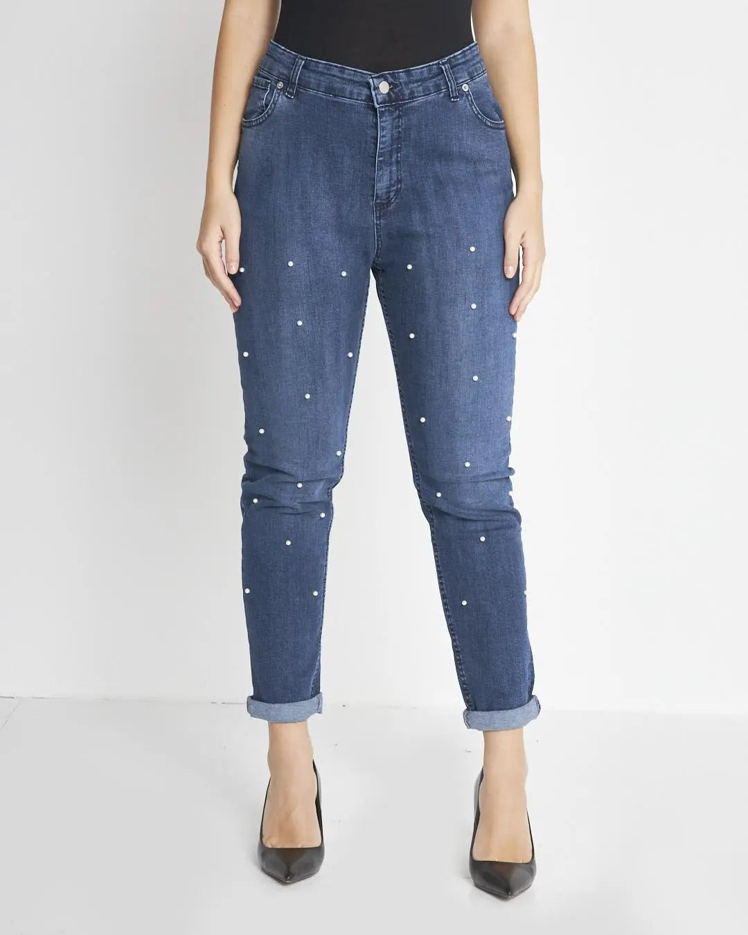 Jeans cinque tasche con strass BLU DORABELLA PIU' 55