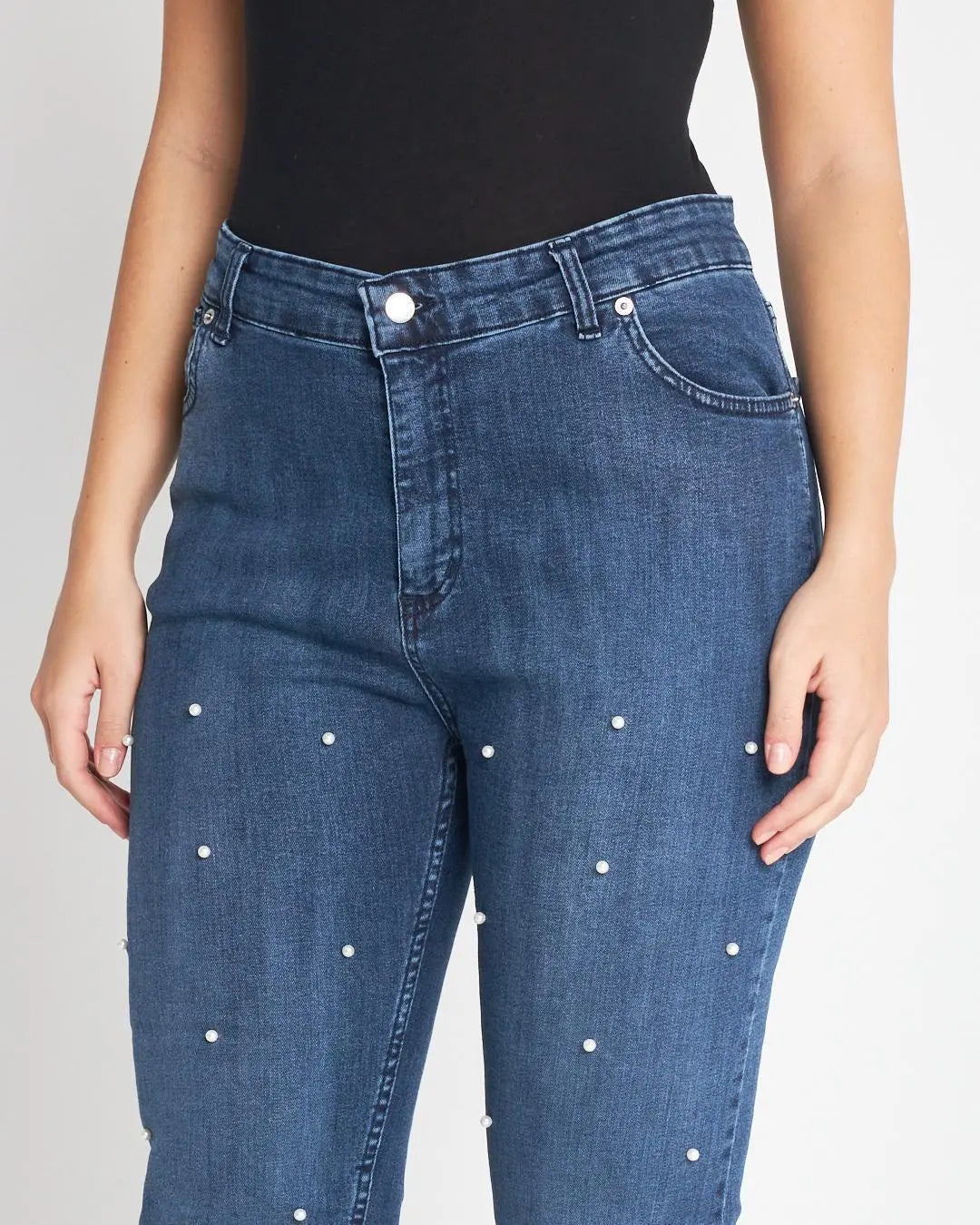 Jeans cinque tasche con strass BLU DORABELLA PIU'