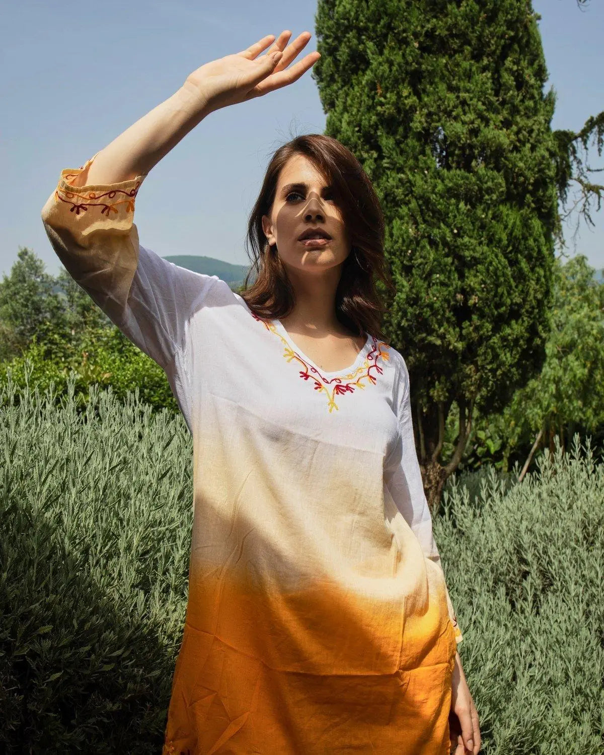 Kaftano con dettaglio tie dye ARANCIO DORABELLA L-XL