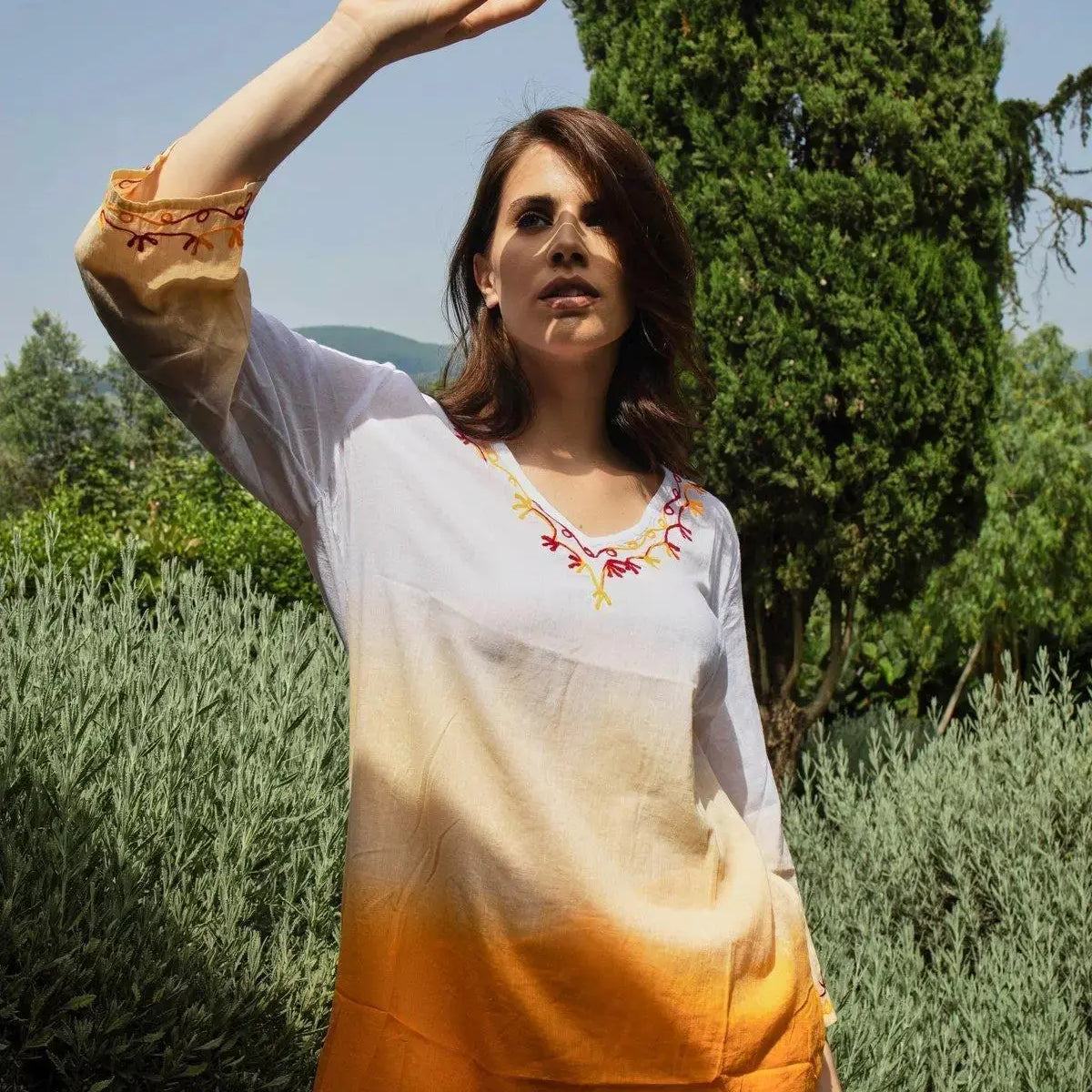 Kaftano con dettaglio tie dye ARANCIO DORABELLA L-XL