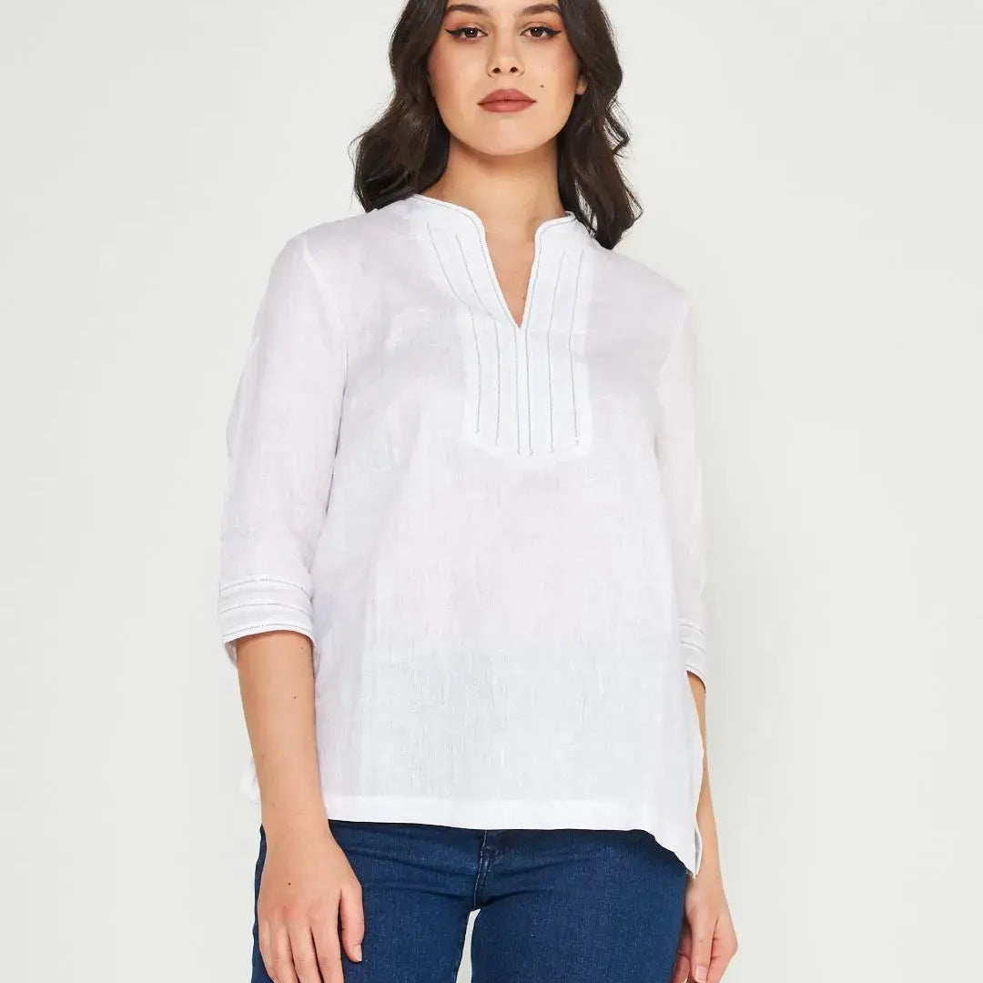 Kaftano lino WHITE DORABELLA XL
