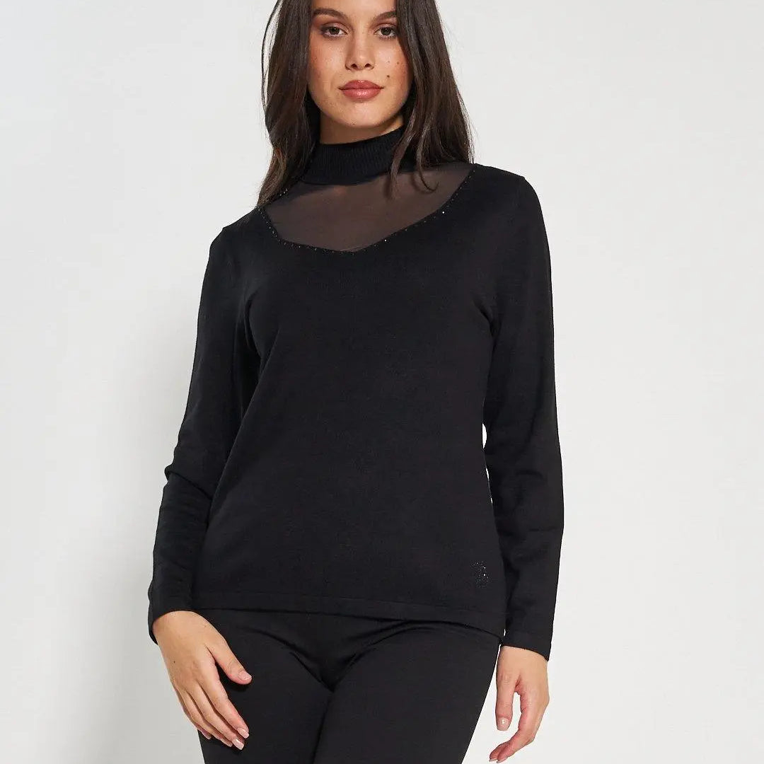 Lupetto con tulle e strass BLACK DORABELLA XL