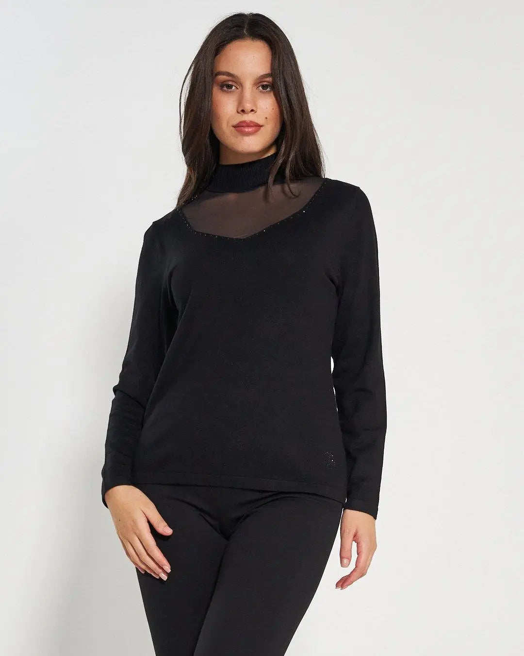 Lupetto con tulle e strass BLACK DORABELLA XL