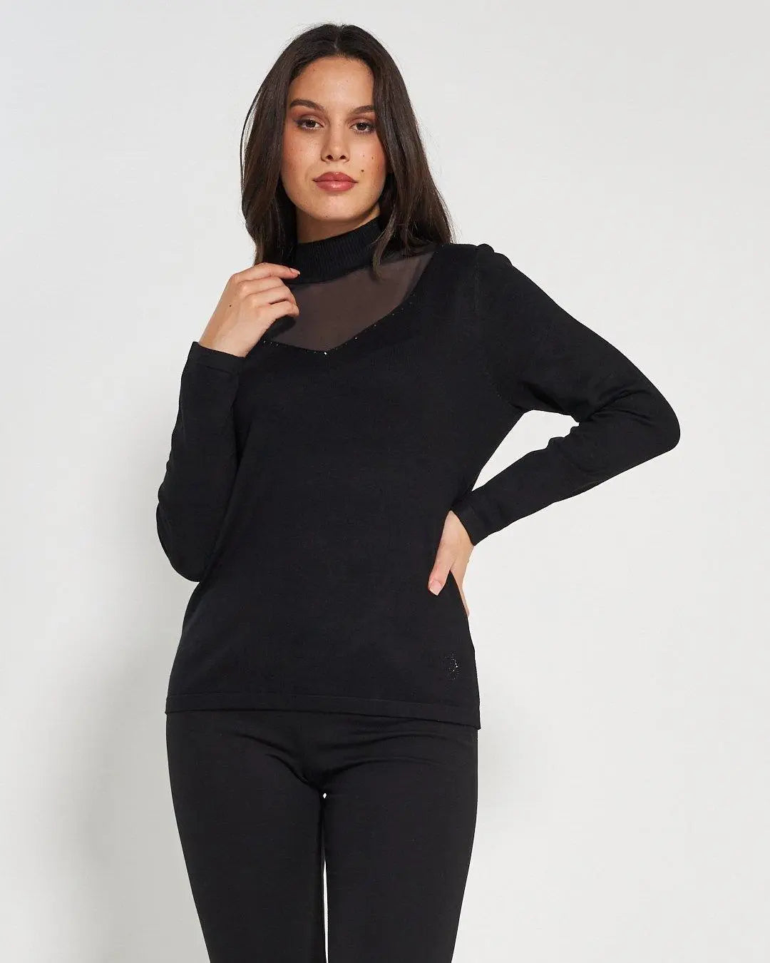 Lupetto con tulle e strass BLACK DORABELLA