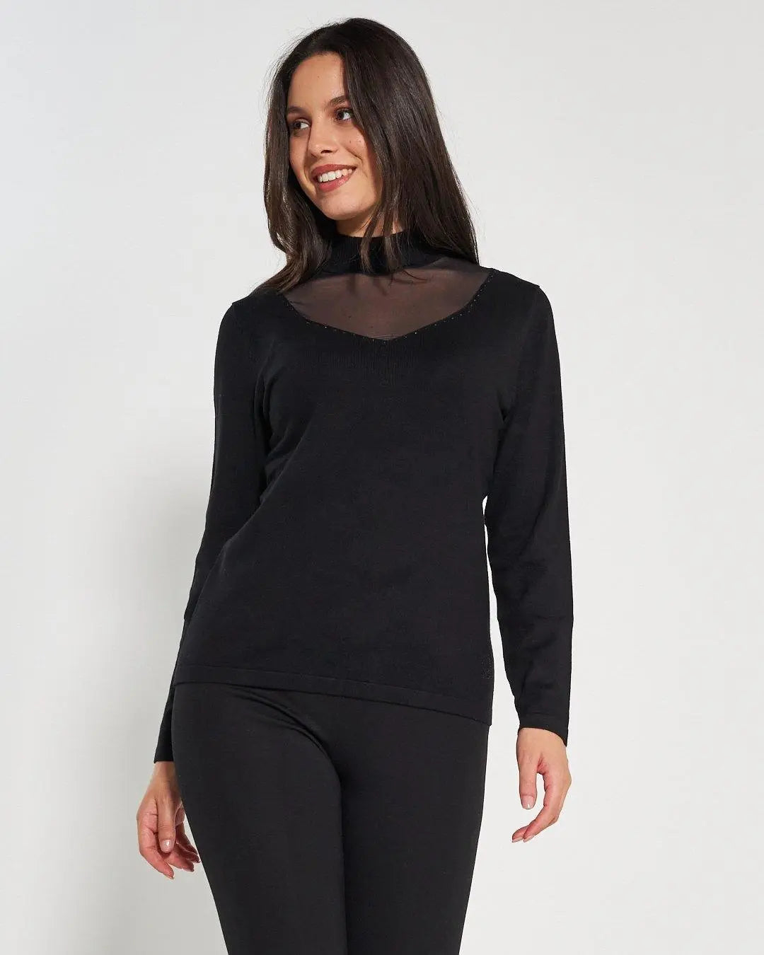 Lupetto con tulle e strass BLACK DORABELLA