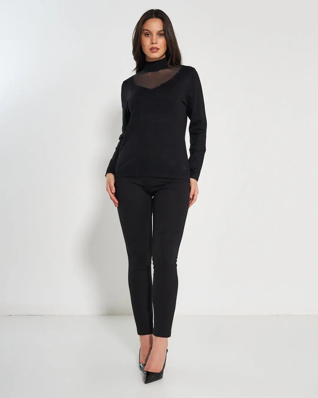 Lupetto con tulle e strass BLACK DORABELLA