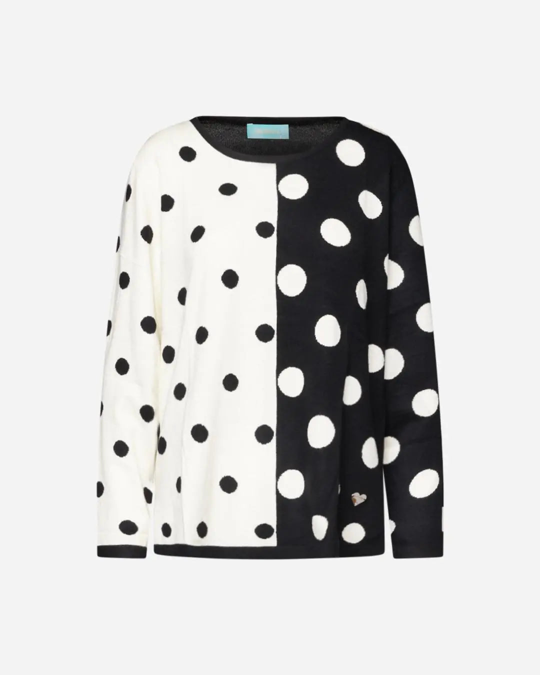 MAGLIA GIROCOLLO POIS NERO DORABELLA PIU'