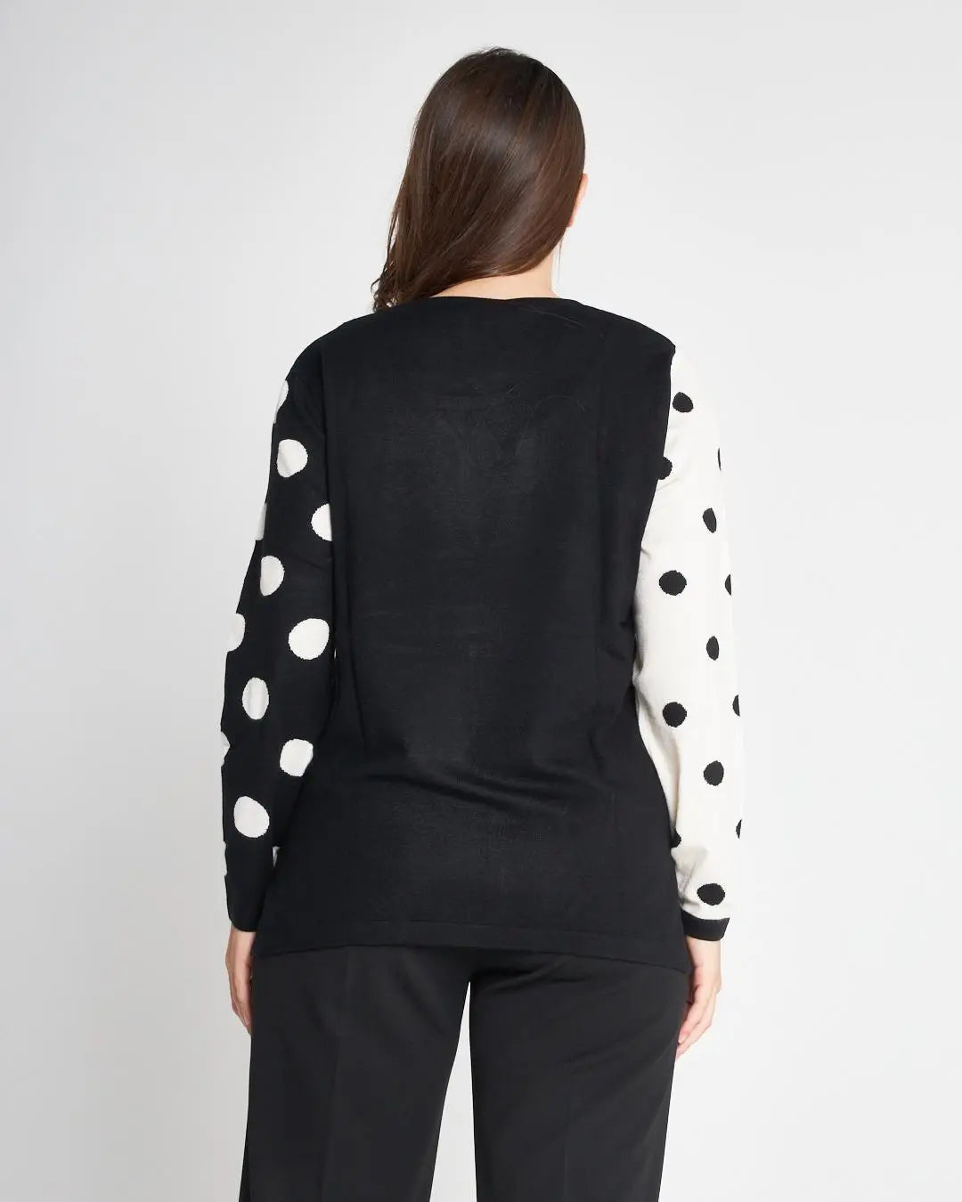 MAGLIA GIROCOLLO POIS NERO DORABELLA PIU'