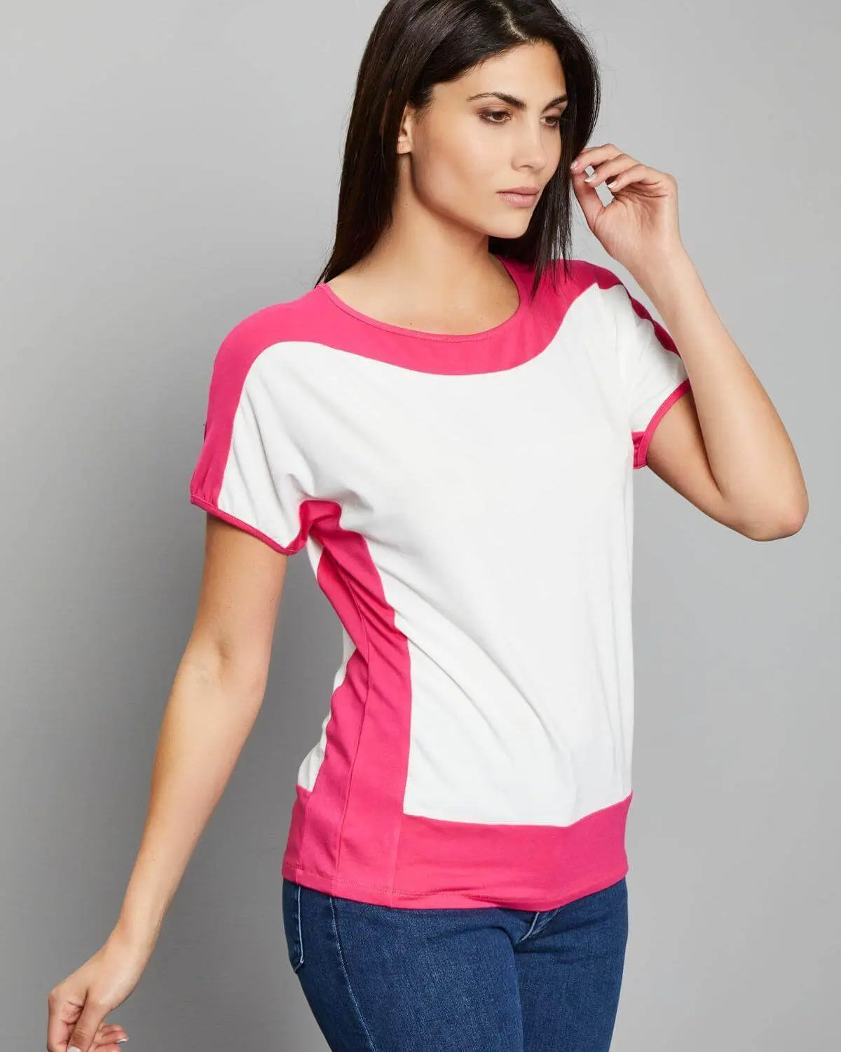 MAGLIA KIMONO BICOLORE GERANIO DORABELLA