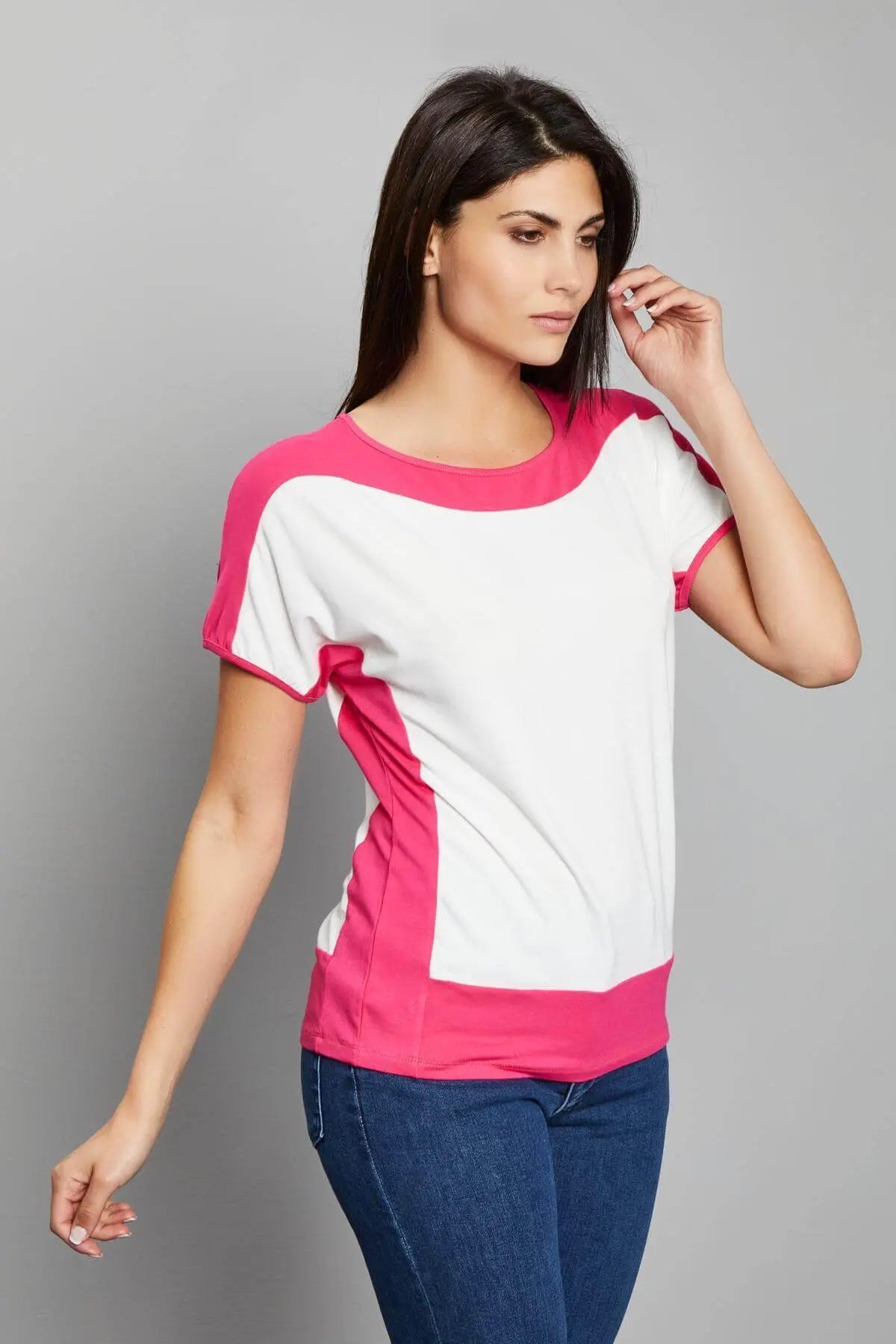MAGLIA KIMONO BICOLORE GERANIO DORABELLA