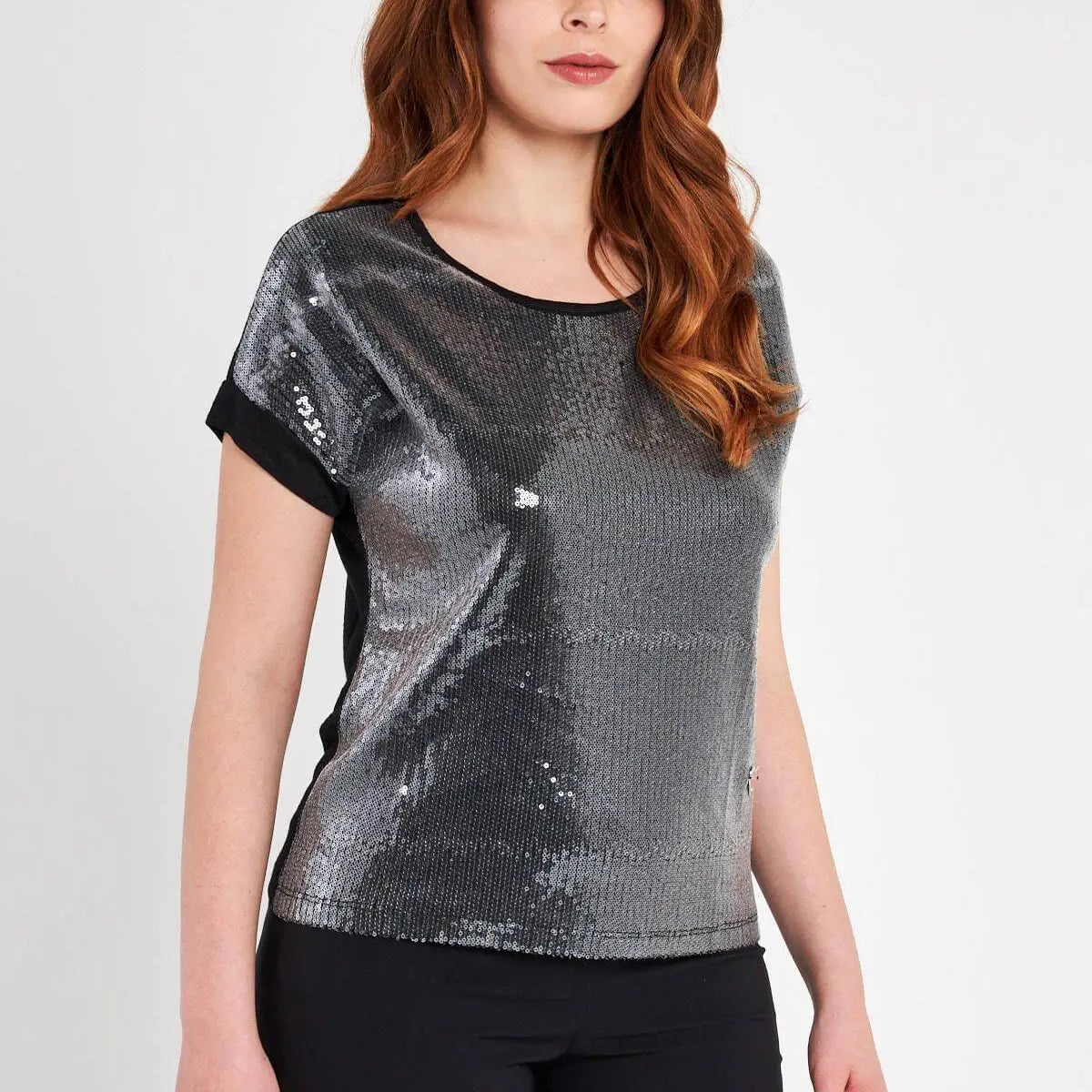 MAGLIA KIMONO PAILLETTES BLACK DORABELLA XL