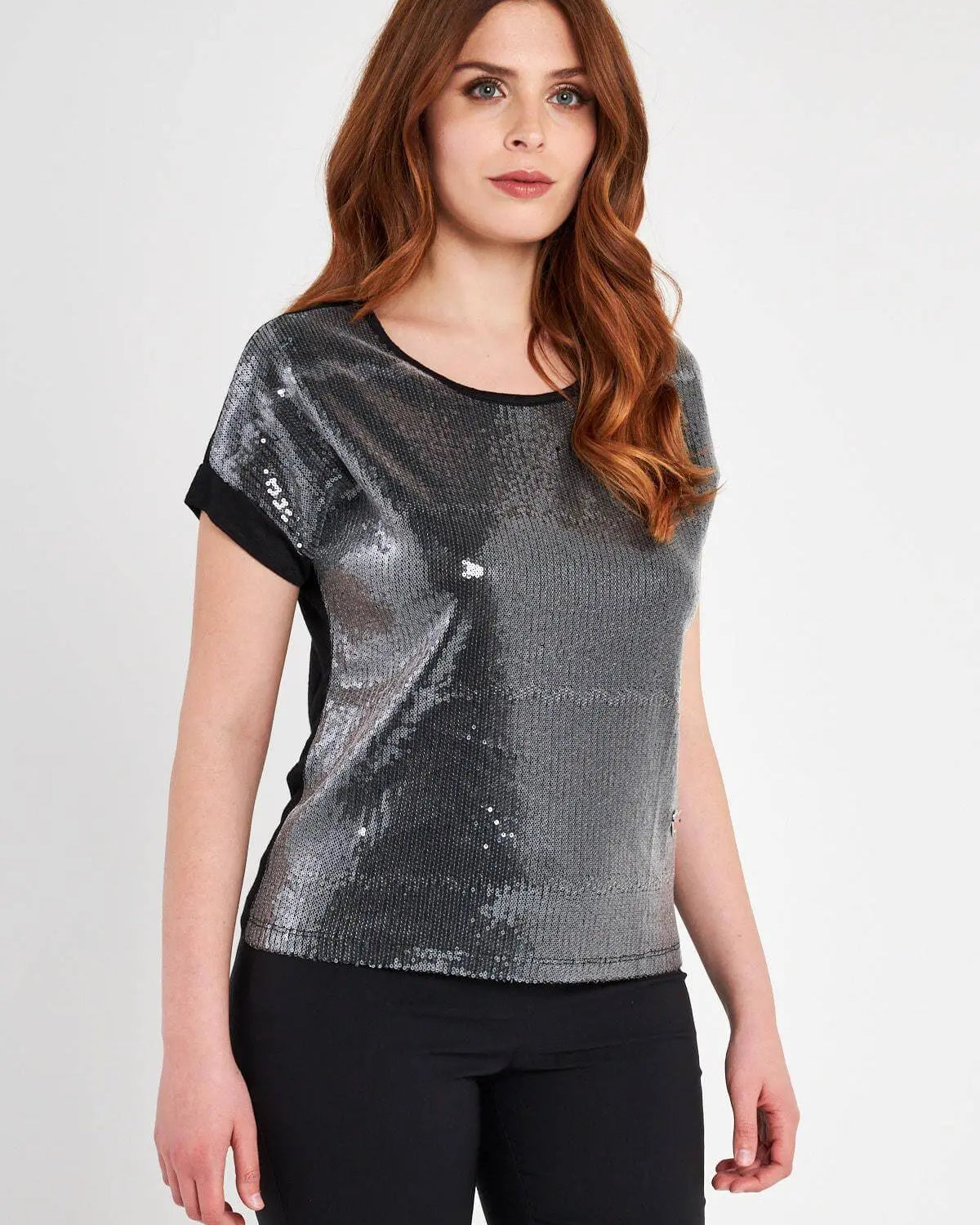 MAGLIA KIMONO PAILLETTES BLACK DORABELLA XL
