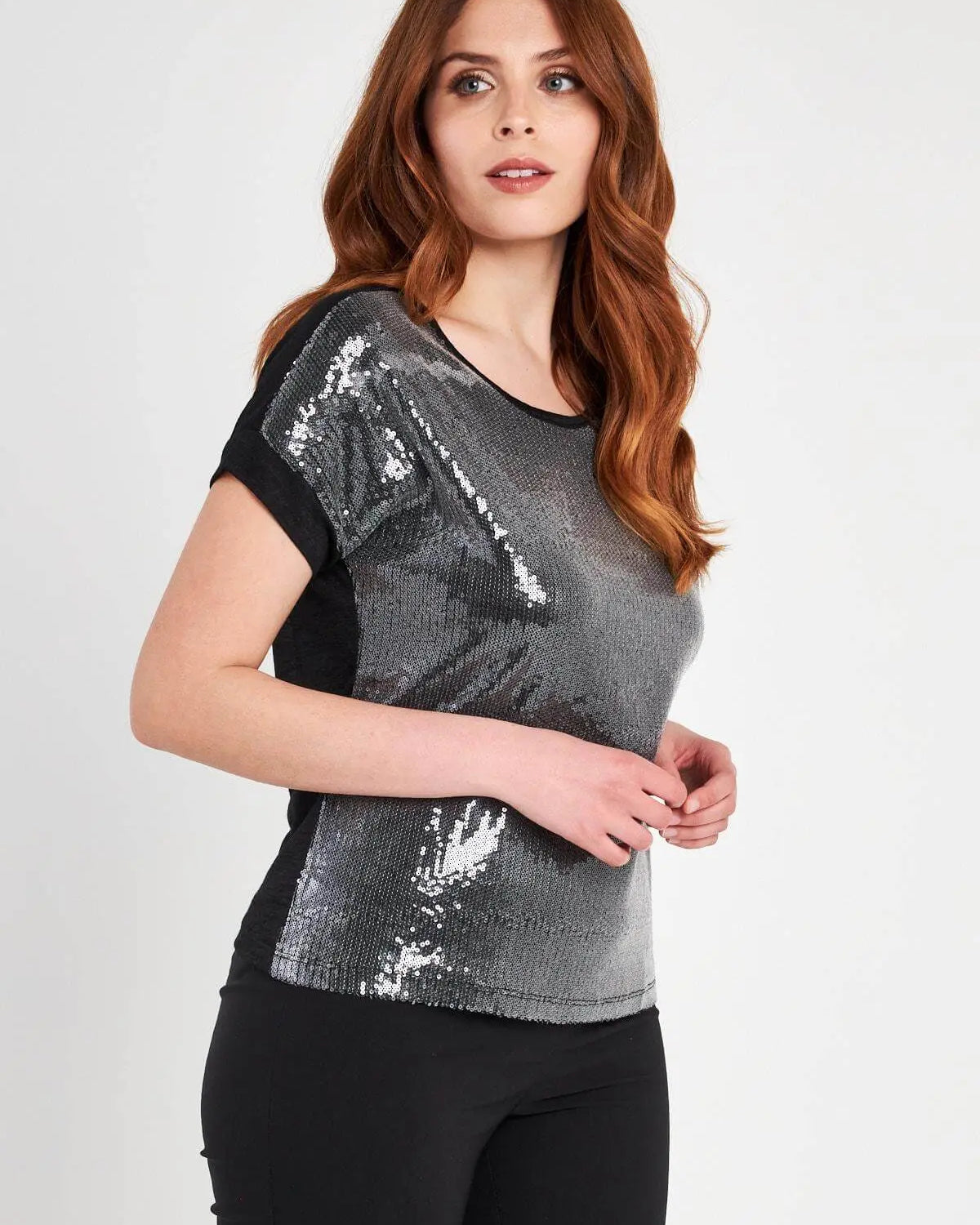 MAGLIA KIMONO PAILLETTES BLACK DORABELLA