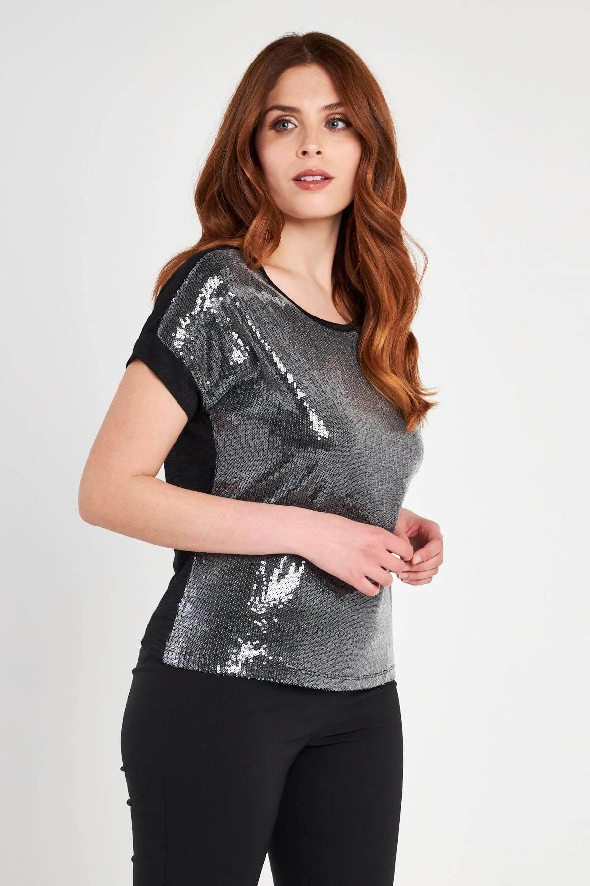 MAGLIA KIMONO PAILLETTES BLACK DORABELLA