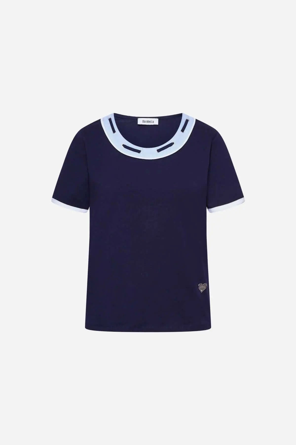 MAGLIA SCOLLO DENIM BLUE NAVY DORABELLA XL