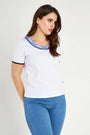 MAGLIA SCOLLO DENIM WHITE DORABELLA