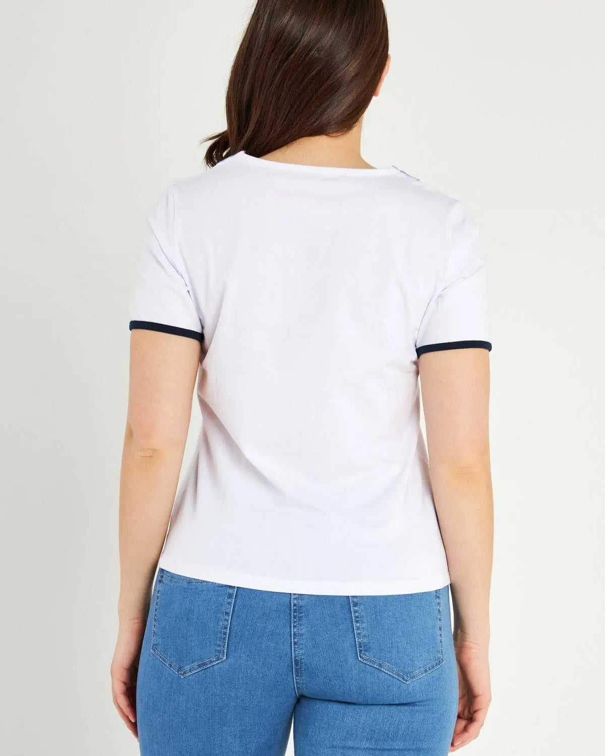 MAGLIA SCOLLO DENIM WHITE DORABELLA