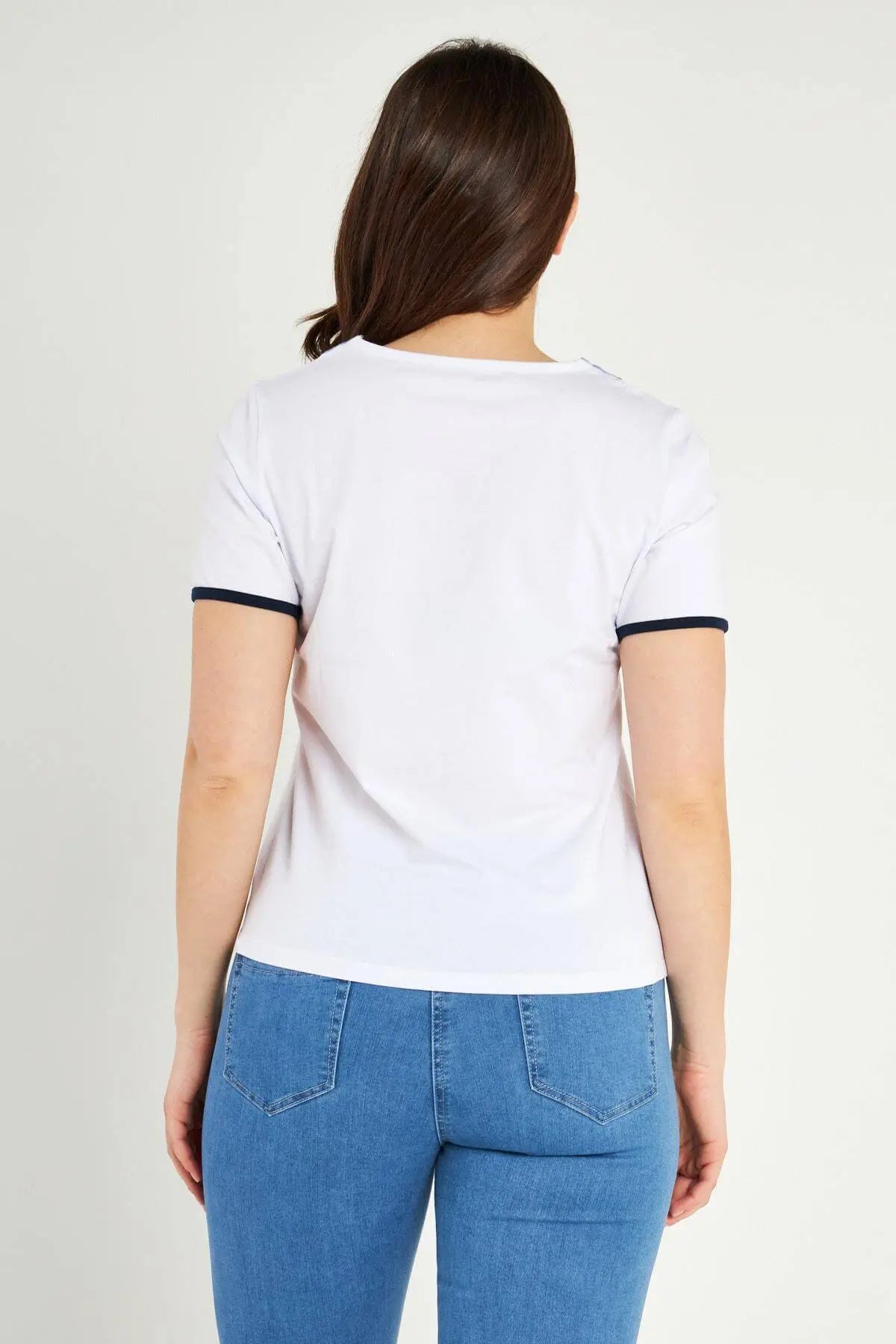 MAGLIA SCOLLO DENIM WHITE DORABELLA