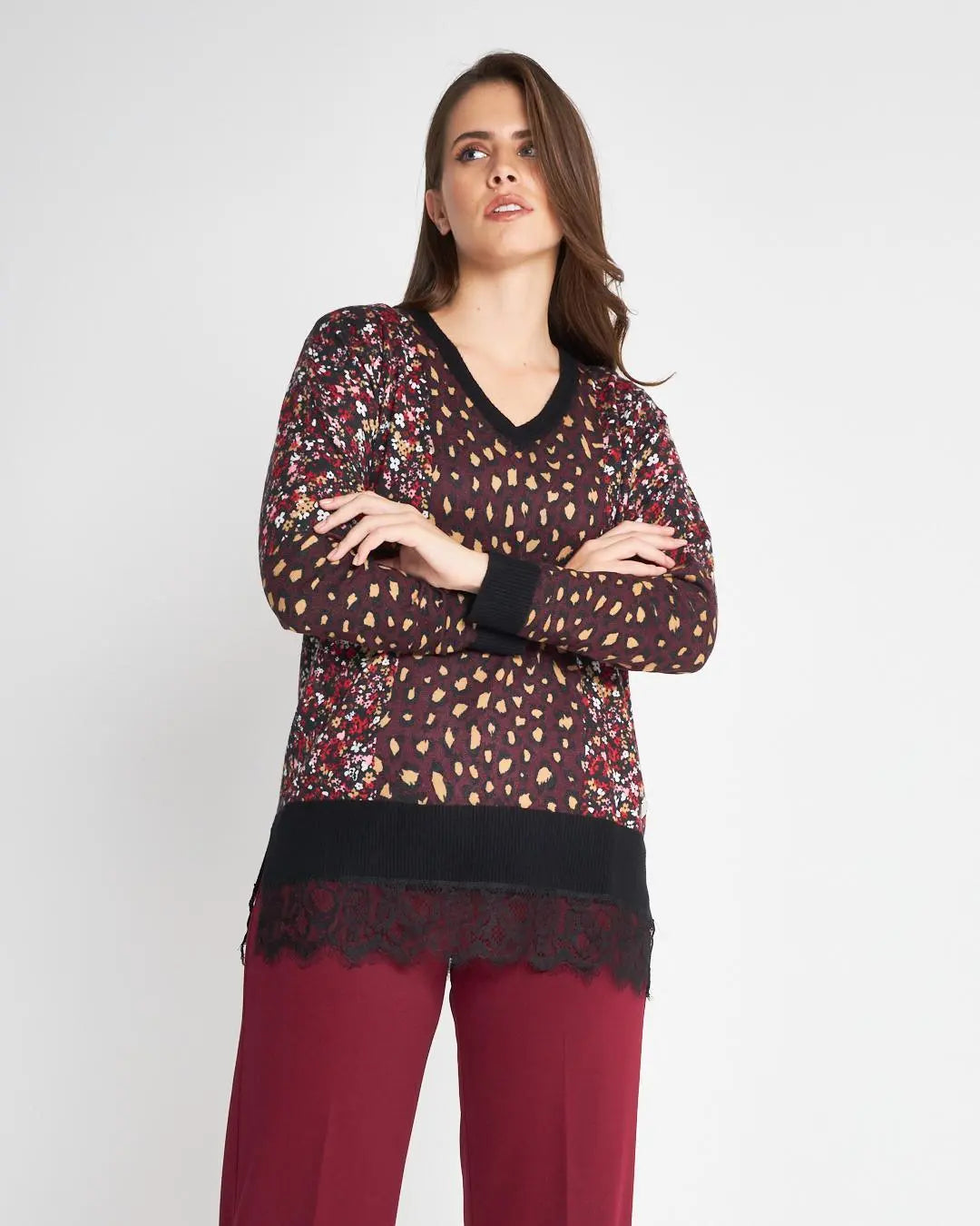 MAGLIA V MACULATO FANTASIA DORABELLA XL