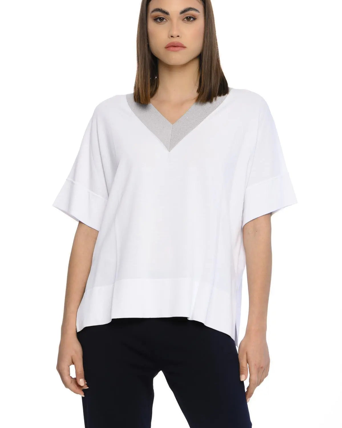 Maglia Scollo a V BIANCO IRONICA M-L