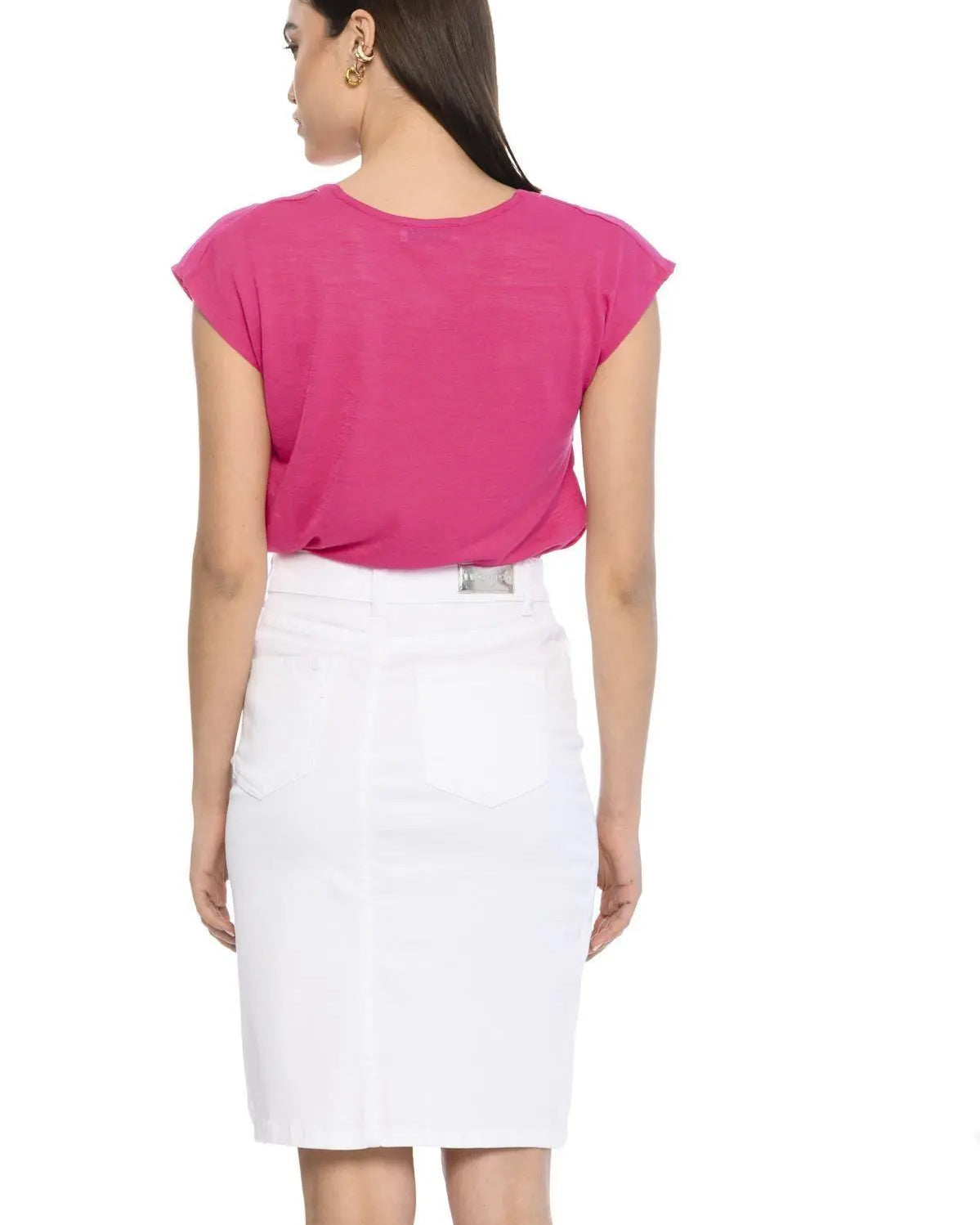 Maglia Scollo a V con strass CICLAMINO IRONICA