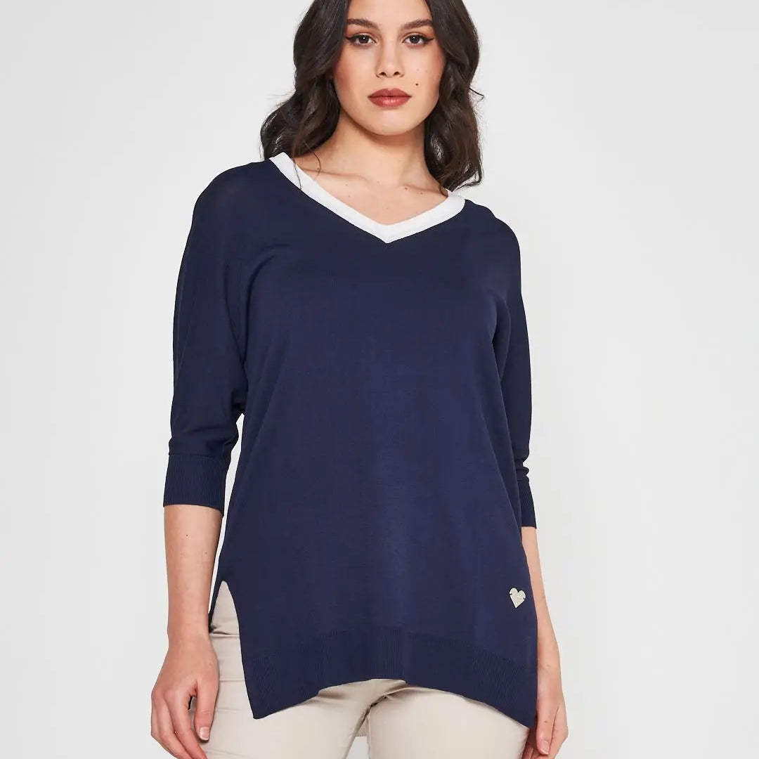 Maglia V BLUE NAVY DORABELLA XL