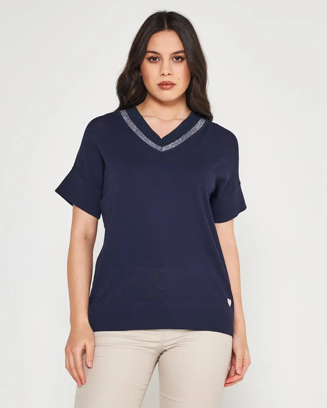 Maglia V BLUE NAVY DORABELLA XL