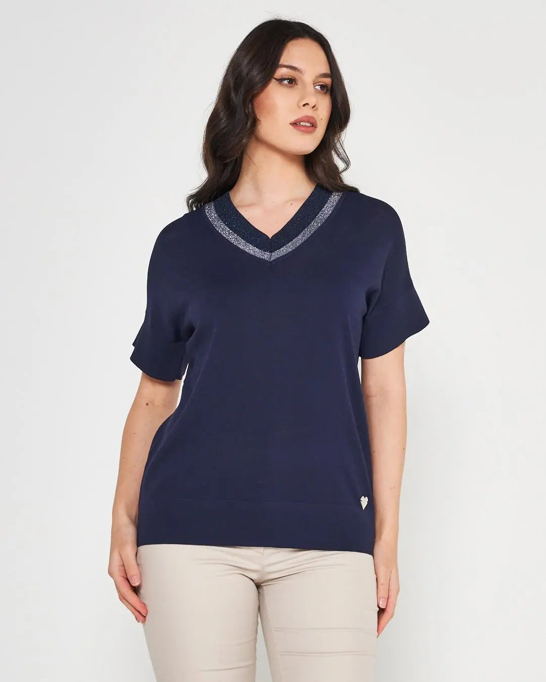 Maglia V BLUE NAVY DORABELLA