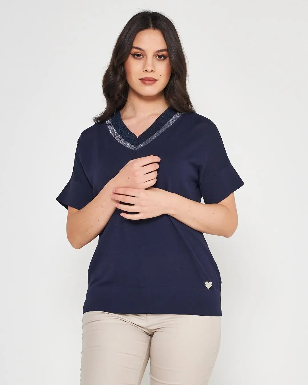 Maglia V BLUE NAVY DORABELLA