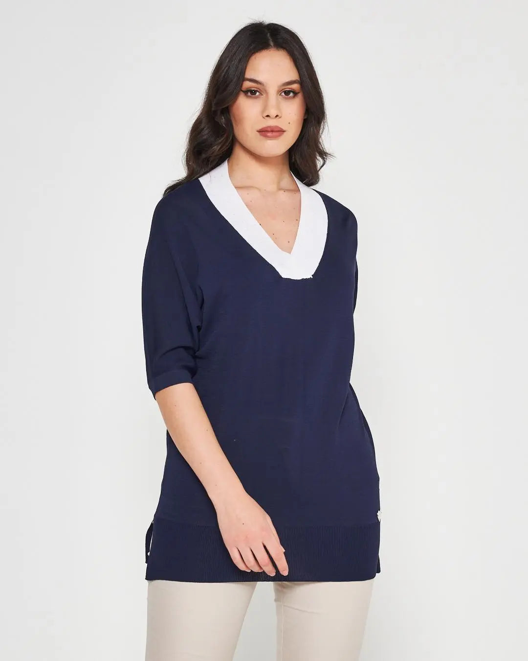 Maglia V BLUE NAVY DORABELLA XL