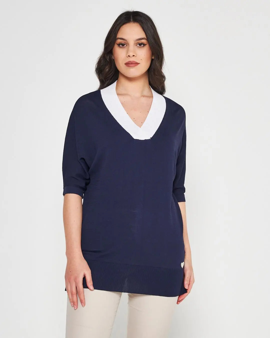 Maglia V BLUE NAVY DORABELLA