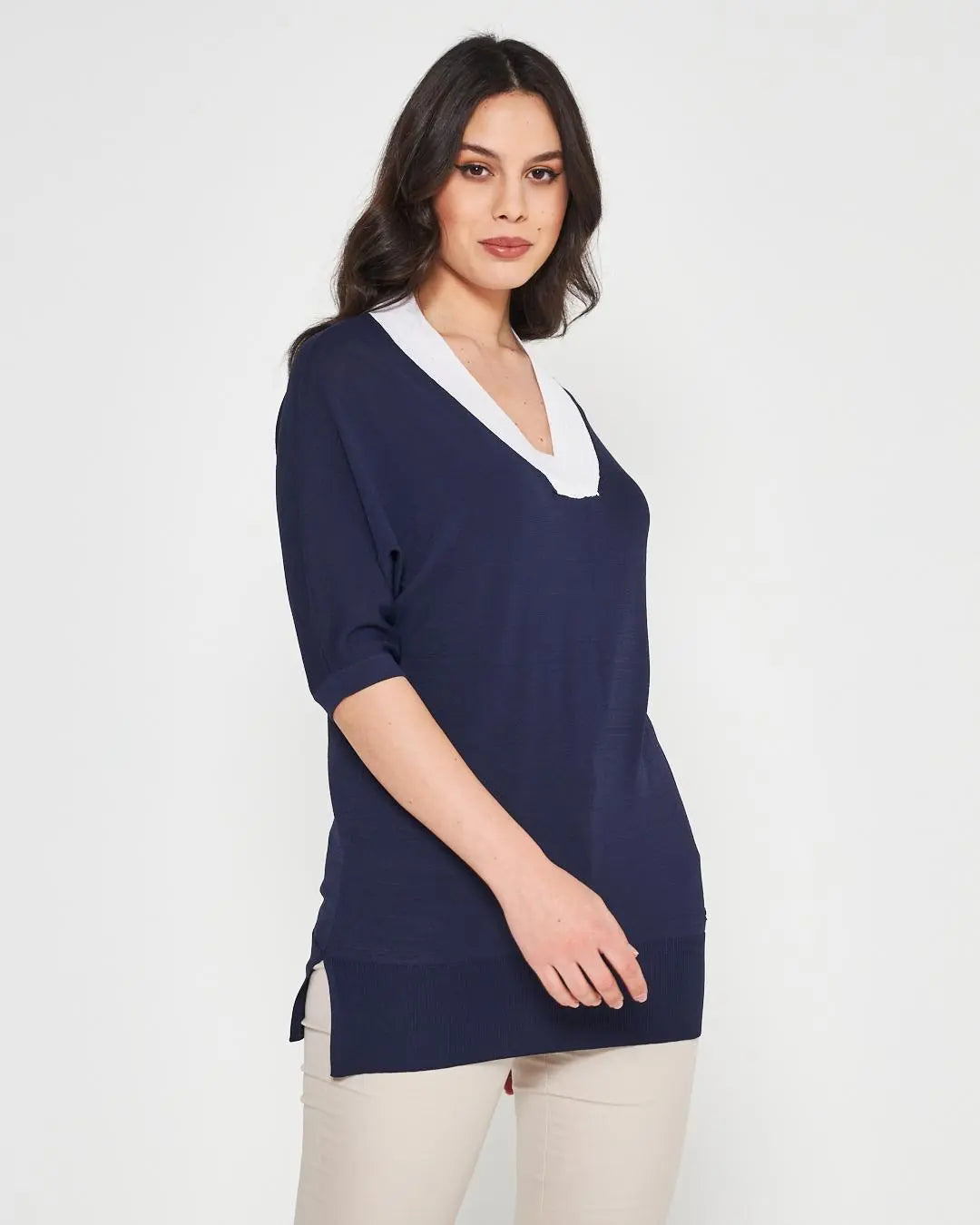 Maglia V BLUE NAVY DORABELLA