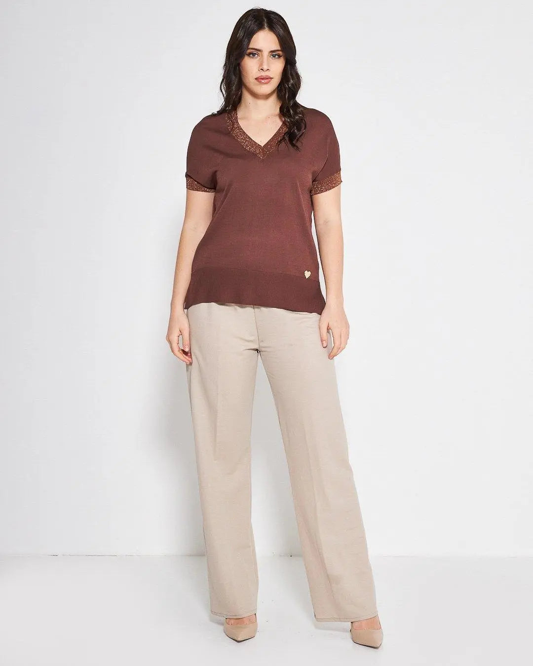 Maglia V CACAO DORABELLA PIU'