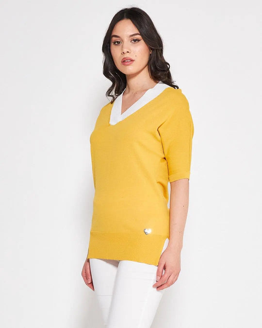 Maglia V MOSTARDA DORABELLA