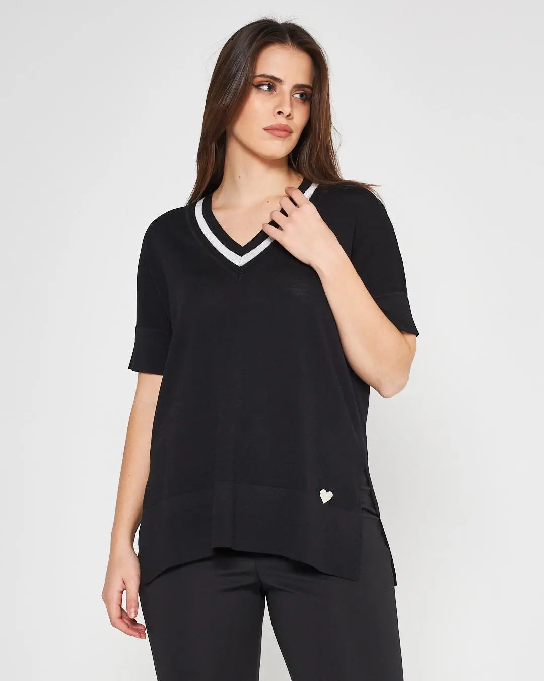 Maglia V NERO DORABELLA PIU'