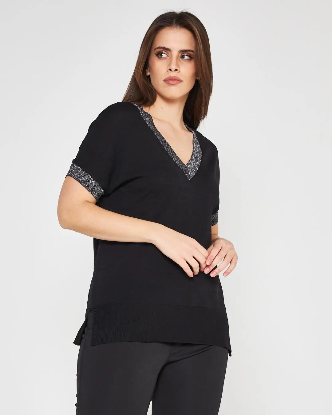 Maglia V NERO DORABELLA PIU'