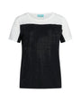 Maglia a maniche corte in filato di misto viscosa bi-colore con applicazione di strass NERO DORABELLA