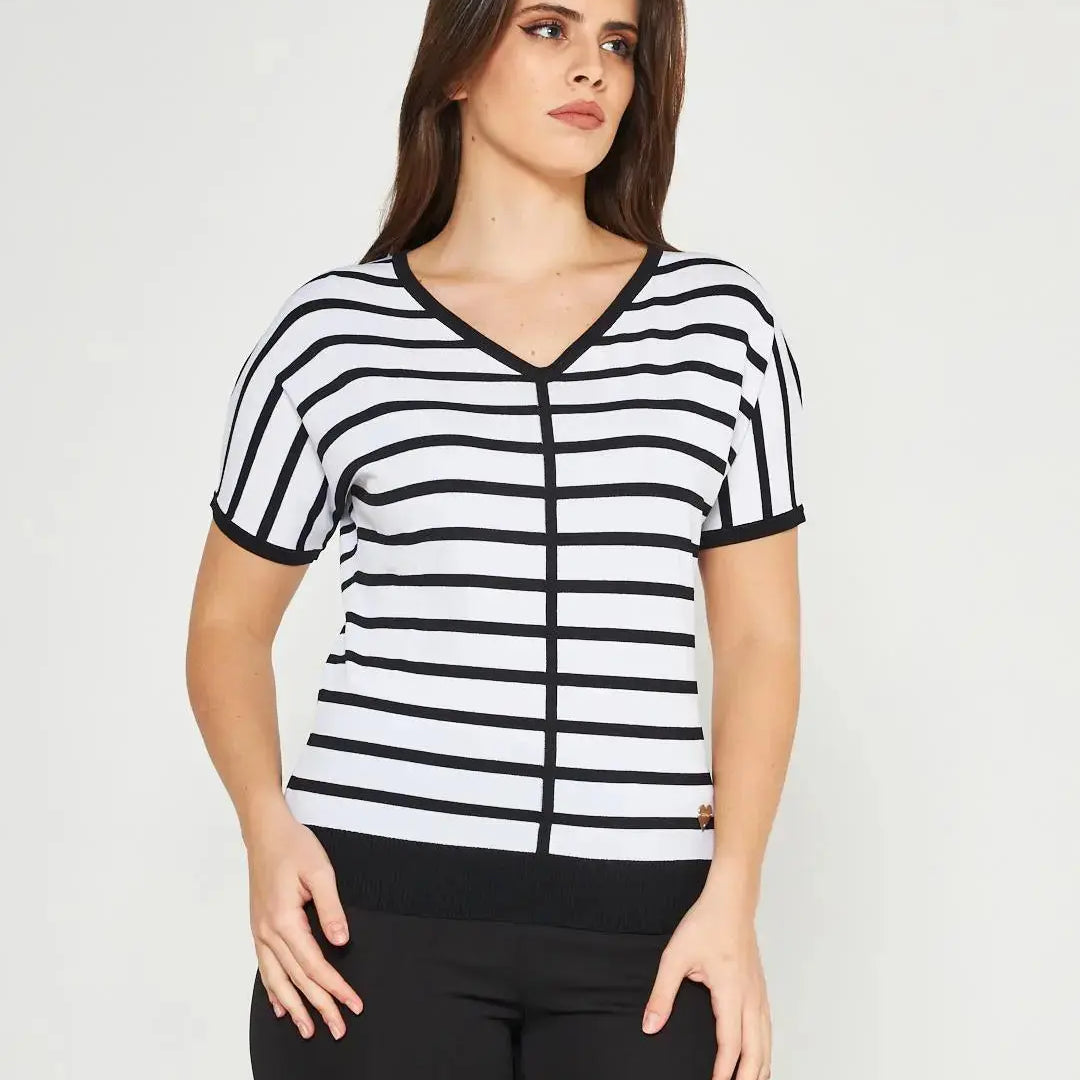 Maglia a righe BLACK-WHITE DORABELLA XL