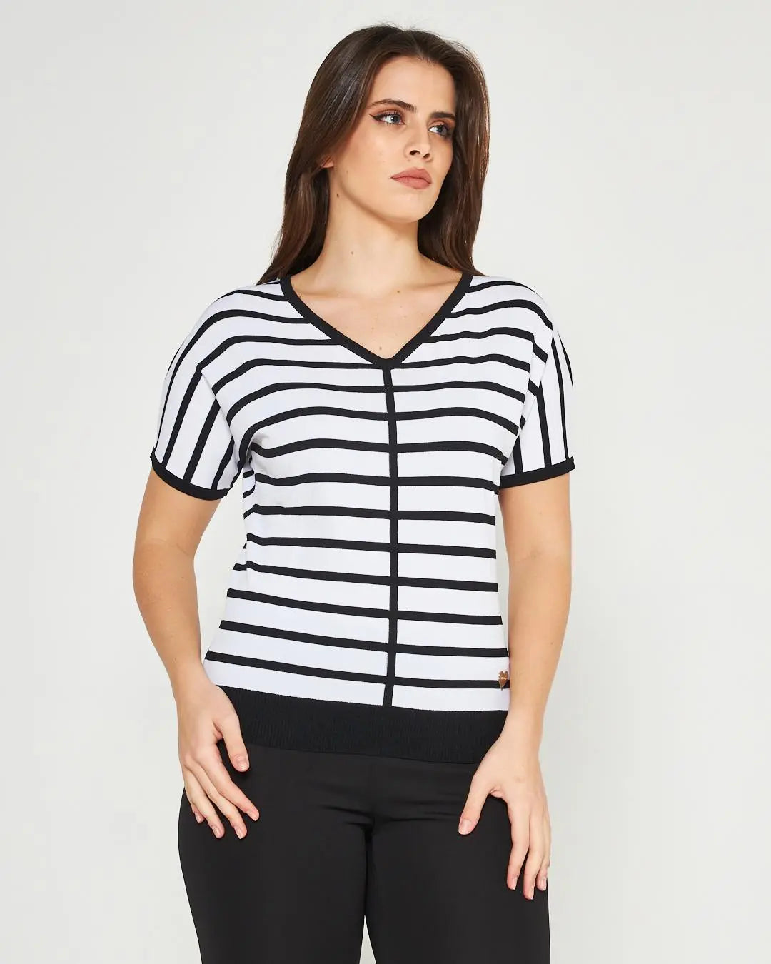Maglia a righe BLACK-WHITE DORABELLA XL