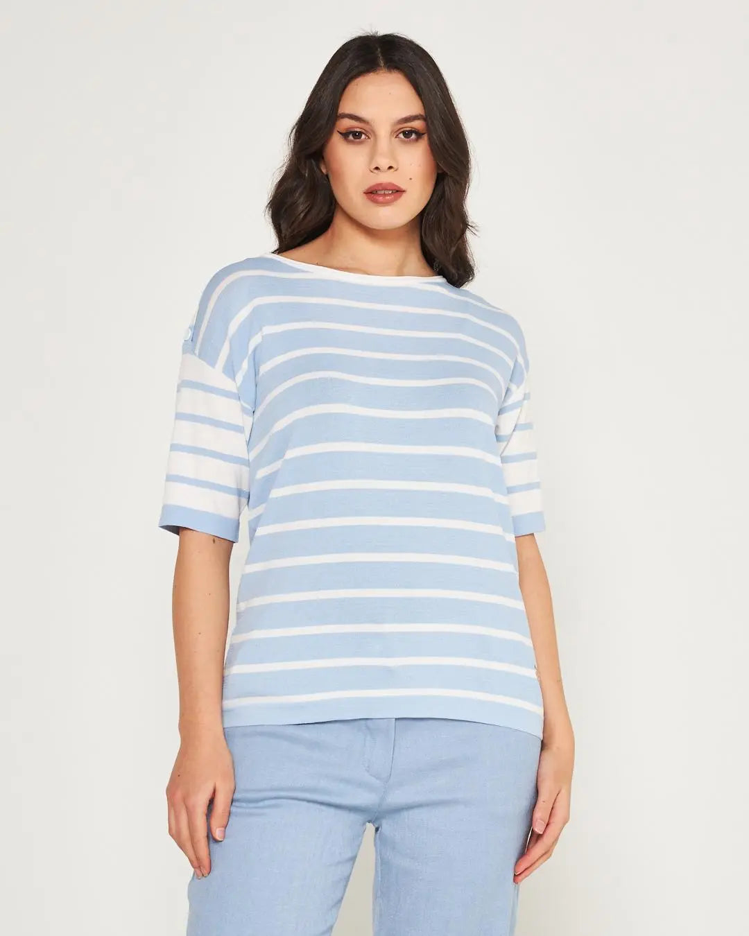 Maglia a righe Celeste DORABELLA XL
