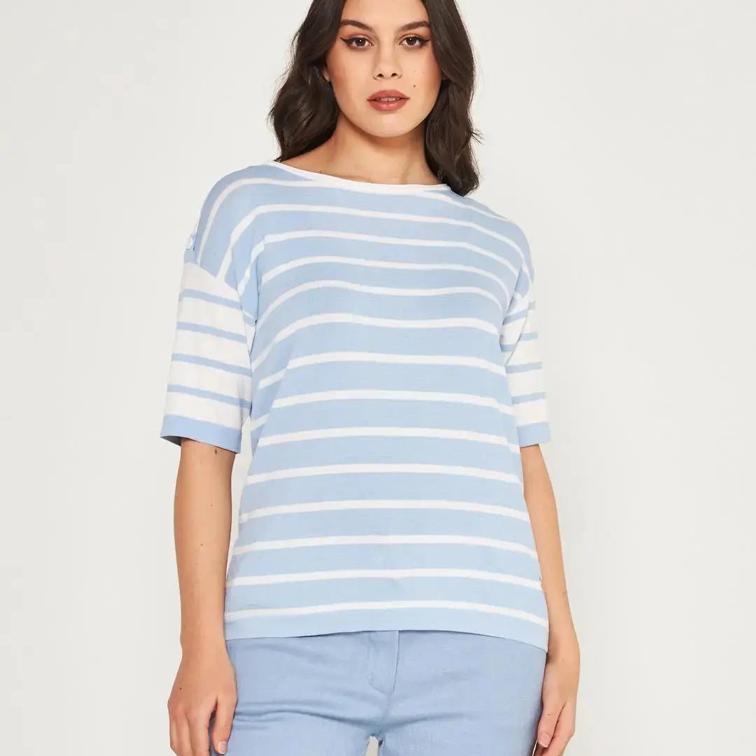 Maglia a righe Celeste DORABELLA XL