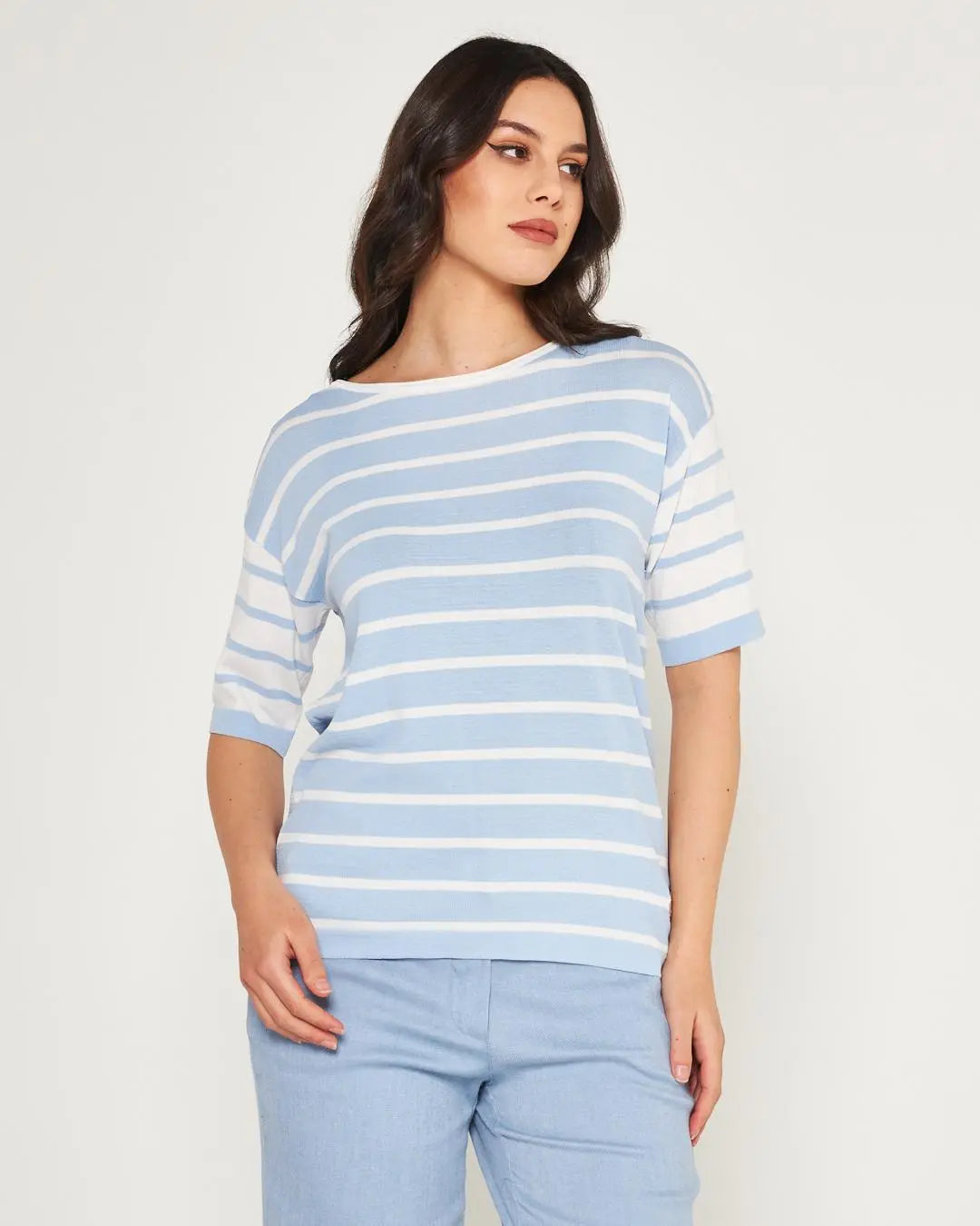 Maglia a righe Celeste DORABELLA