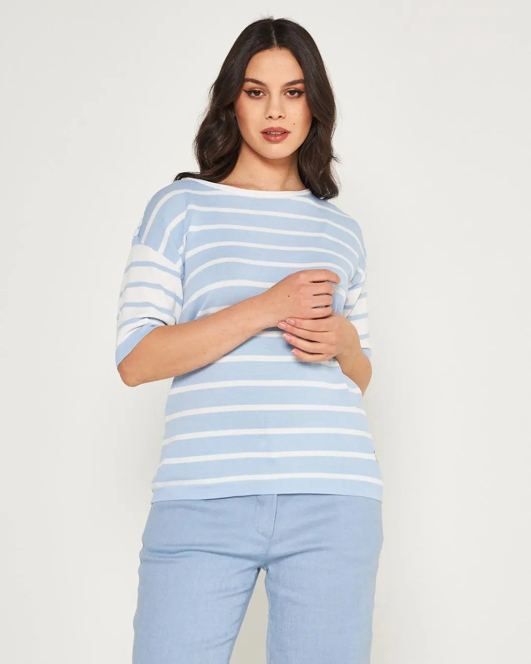 Maglia a righe Celeste DORABELLA