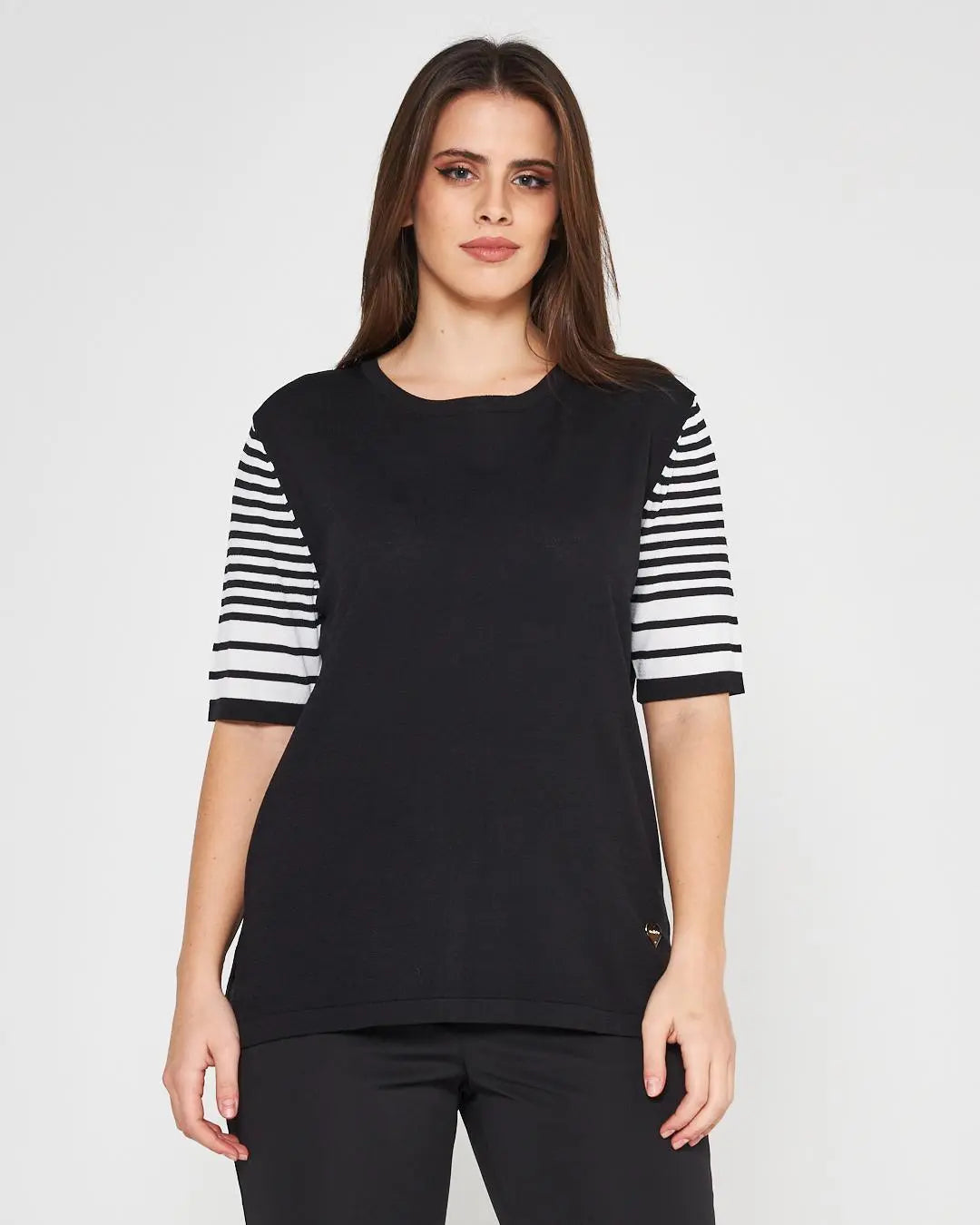 Maglia a righe NERO-BIANCO DORABELLA PIU' XXXL
