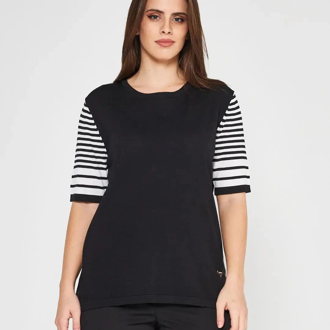 Maglia a righe NERO-BIANCO DORABELLA PIU' XXXL