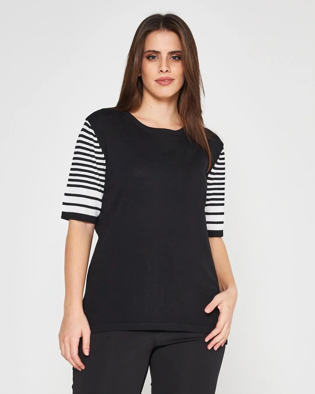 Maglia a righe NERO-BIANCO DORABELLA PIU'