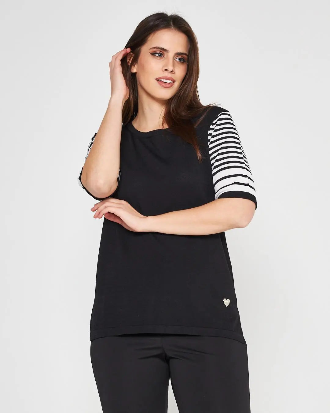 Maglia a righe NERO-BIANCO DORABELLA PIU'