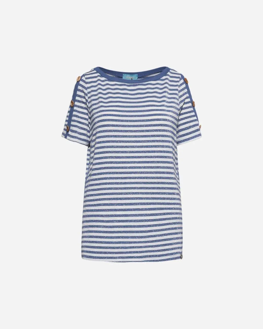 Maglia a righe lurex con bottoni BLU DORABELLA XXL