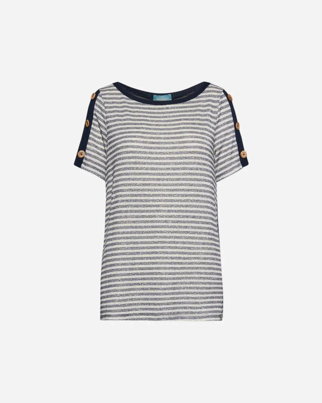 Maglia a righe lurex con bottoni SABBIA DORABELLA XXL